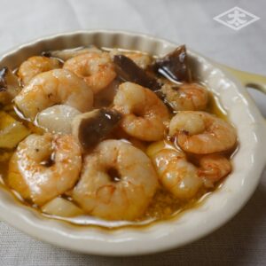 えびと椎茸のアヒージョ