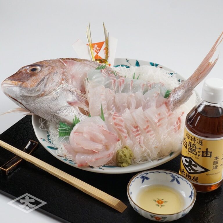 鯛のお造りに白醤油